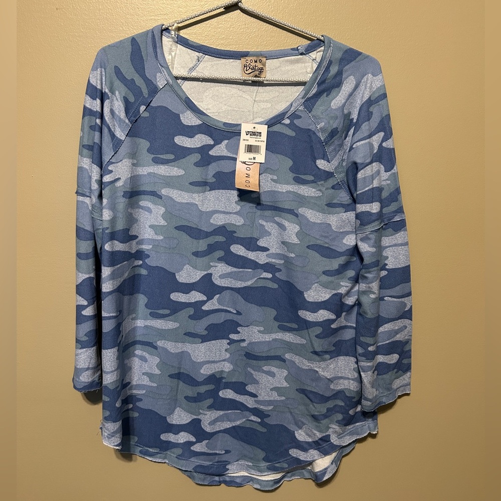 Como Vintage Blue Camo Long Sleeve Top